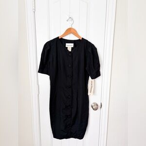 Vintage Young Edwardian Button Down Dress Black Size 11 NWT